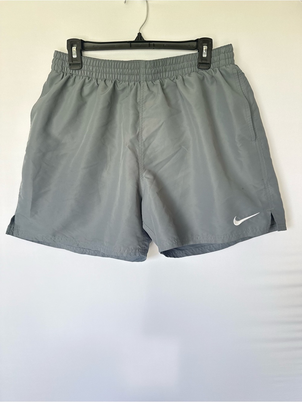 Nike Gray Men's Swim Trunks with White Embroidered Swoosh 5” inseam Mens XL